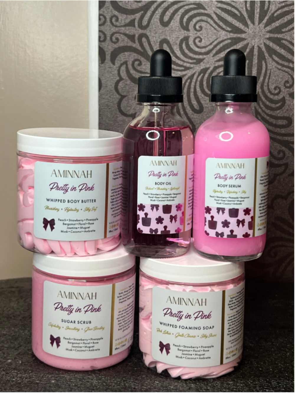 Aminnah Pretty in Pink Bath & Body Set
